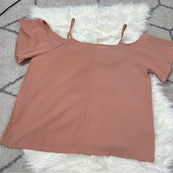 Shein Pink Solid Cold Shoulder Blouse - Picture 4 of 11